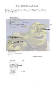 English Worksheet: Im a beliver, Shrek