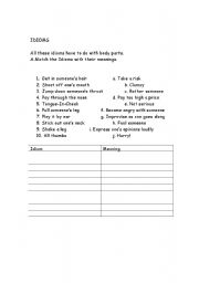 English Worksheet: Idioms