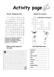English Worksheet: Activty page for autumn