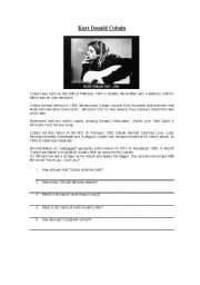 English Worksheet: Kurt Cobains biography