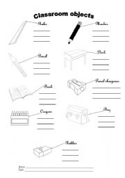 Classroom objects - ESL worksheet by crisserra