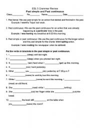 English Worksheet: Past simple or past continuous