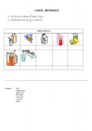 English Worksheet: Lunch pictionary part 1