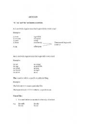 English worksheet: Articles Worksheet