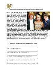 English Worksheet: Harry Potter -  5th Form Exam