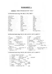 English Worksheet: worksheet (am is are)