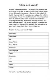 English Worksheet: Talking about Yourself