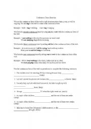 English Worksheet: Continuous Tense Exercise