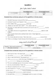 English Worksheet: quantifiers