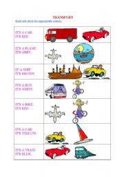 English worksheet: Transport