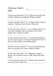 English Worksheet: Christmas Find it