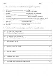 English Worksheet: Exercise of Comprasion of Adjectives