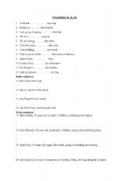 English worksheet: In, At and On