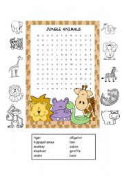 Jungle Animals Worksheet #2
