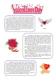 English Worksheet: Valentines Day - reading comprehension