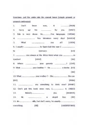 English Worksheet: Exercise - Use of the simple present and present continuous