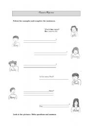 English Worksheet: Possessive adjectives his / her