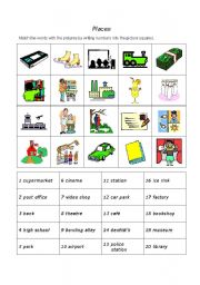 English Worksheet: PLACES IN A TOWN