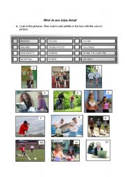 English Worksheet: Routine, Sports