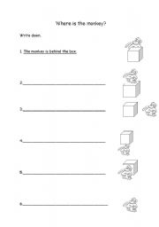 English Worksheet: Where is the monkey?