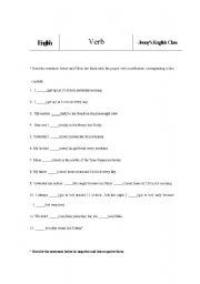 English Worksheet: Verb tense