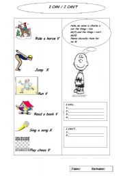 English Worksheet: CAN / CAN NOT