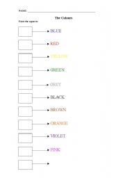 English worksheet: The Colours