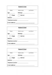 English Worksheet: Students ID Card