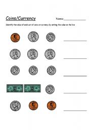 Value of coins/currency