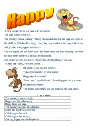 English Worksheet: Happy the monkey