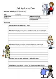 Jobs Activity - Application Form, Interview and Writing Exercise