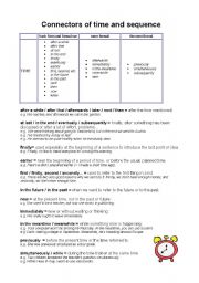 English Worksheet: connectors of time and sequence