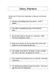 English Worksheet: Story Starters