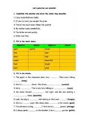 English Worksheet: lets practise our adverbs