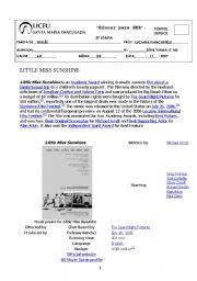 English Worksheet: activity about the movie Little miss sunshine for teenagers