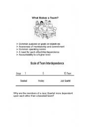 English worksheet: what makes a team