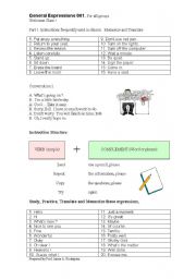 English Worksheet: General Expressions and Class Instructions