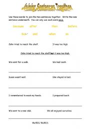 English Worksheet: Joining Sentences Together