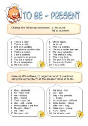 English Worksheet: To BE in the Present Simple Tense