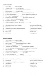 English Worksheet: adjective and preposition