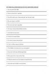 English Worksheet: Reported Speech (Mixed Tenses)