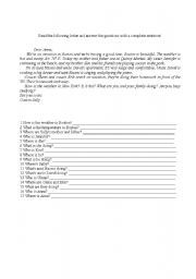 English Worksheet: Sallys Letter