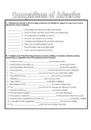 English Worksheet: Comparison of Adverbs