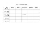 English Worksheet: school timetable