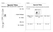 English worksheet: special titles
