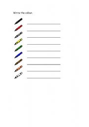English worksheet: Write the colour