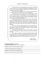 English Worksheet: Letters to the editor