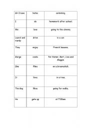 English Worksheet: Verb agreement mix and match