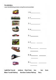 English worksheet: Transportation