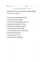 English worksheet: Action verbs